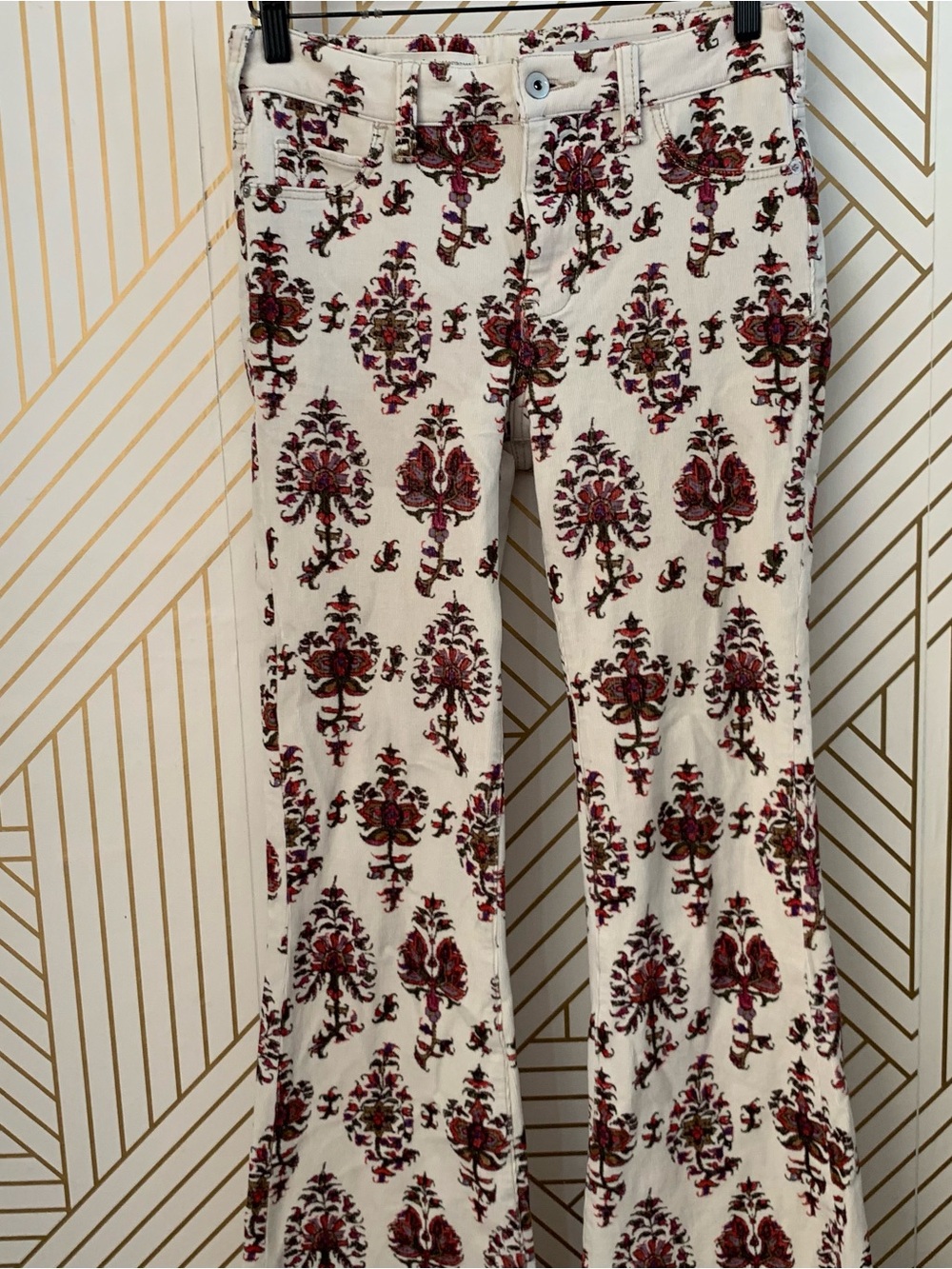 Anthropologie Pilcro High Rise Bootcut Pant Floral Corduroy 26 Tall cotton blend - Picture 4 of 12